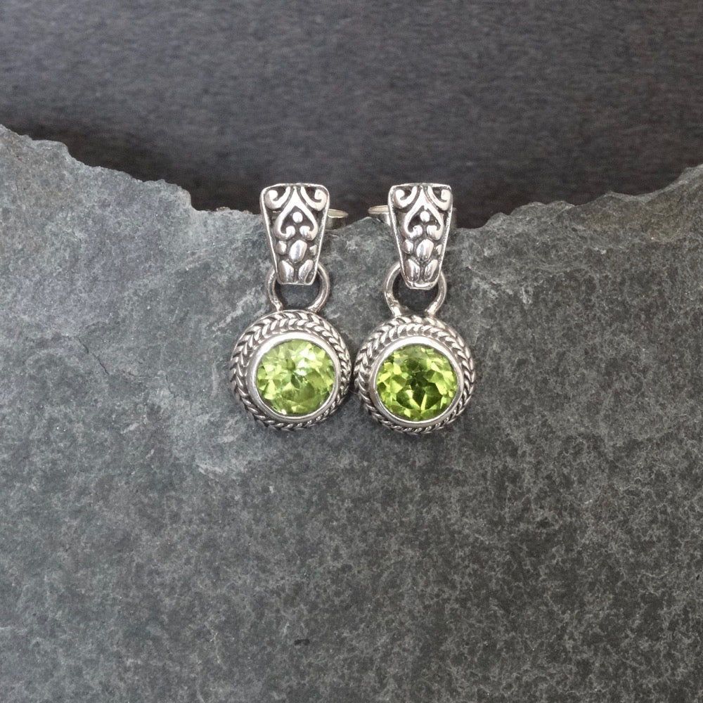 Peridot and Sterling Silver Stud Earrings - Beyond Biasa