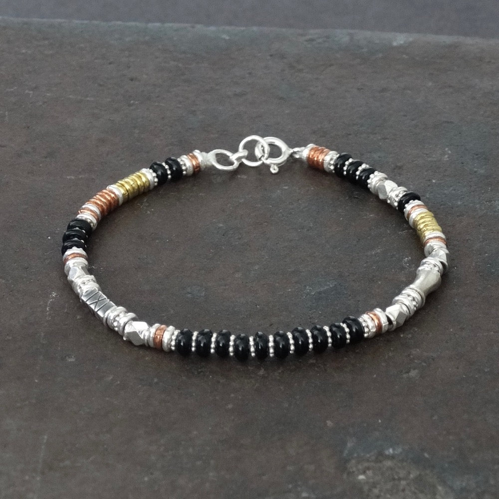 Unisex BEAD BRACELET aluminum selling body, onyx stone beads (OLEVIA)