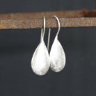 Minimal Teardrop Earrings in Brushed Sterling Silver or Brushed Gold Vermeil - Beyond Biasa