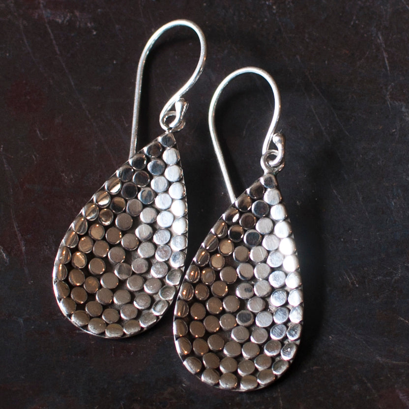 Sterling Silver Circles Teardrop Earrings - Beyond Biasa