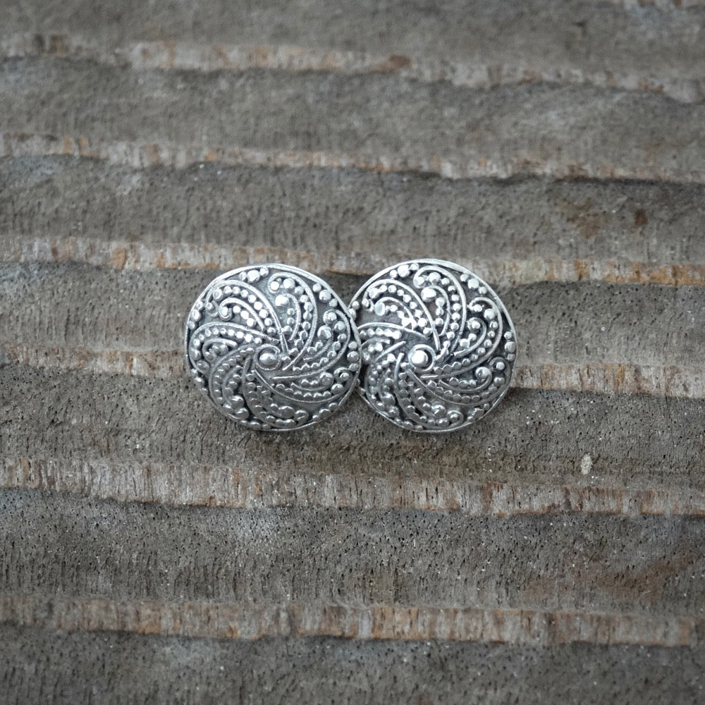 Sterling Silver Granulation Round Stud Earring - Beyond Biasa