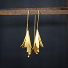 Flower Drop Earrings - Brushed Sterling Silver or Brushed Gold Vermeil - Beyond Biasa