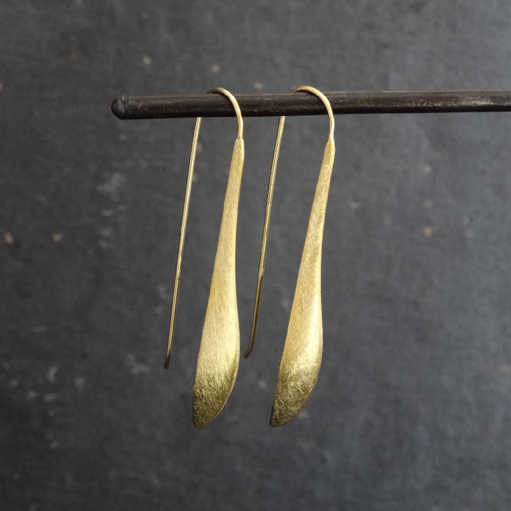 Brushed Gold Vermeil Curved Drop Earrings - Beyond Biasa
