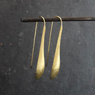 Brushed Gold Vermeil Curved Drop Earrings - Beyond Biasa