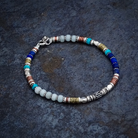 Amazonite, Lapis and Turquoise Bracelet with Sterling Silver Copper and Brass - Beyond Biasa