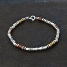 Sterling Silver, Copper and Brass Bead Bracelet - Beyond Biasa