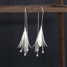 Flower Drop Earrings - Brushed Sterling Silver or Brushed Gold Vermeil - Beyond Biasa