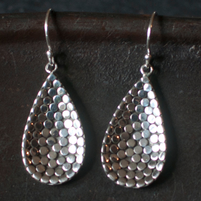 Sterling Silver Circles Teardrop Earrings - Beyond Biasa